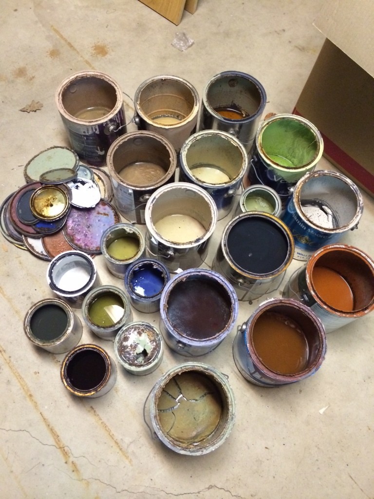 old paint cans