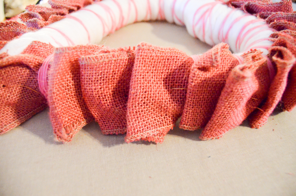 Yarn and Burlap Heart Wreath Albion Gould