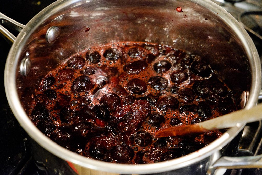 berries cooking in a pot