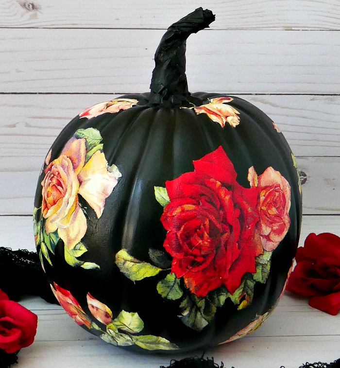 DIY Black Rose Pumpkin